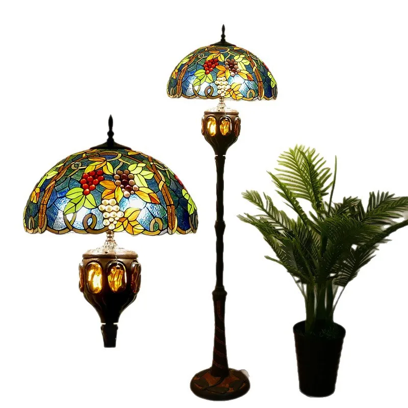 مصباح أرضي أمريكي عتيق مقاس 20 بوصة مصباح أرضي زجاجي ملون عالي الجودة