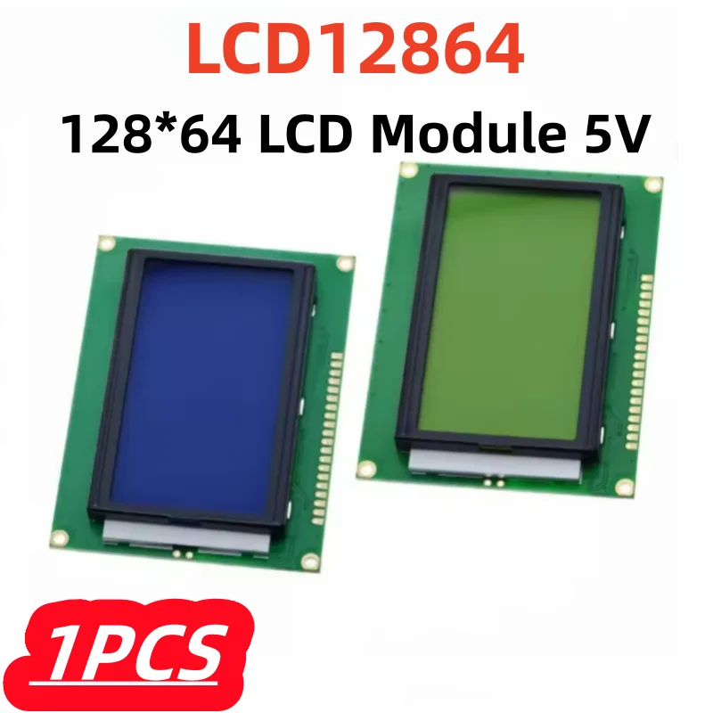 1 Pçs/lote 100% Novo módulo LCD 128*64 5V tela azul 12864 DOTS LCD com luz de fundo ST7920 porta Paralela LCD12864 Para arduino