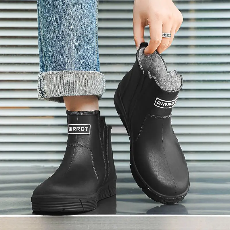 

Summer Waterproof Short Rain Boots for Men High Quality on Offer Work Original Garden Galoshes City Fishing Cooking Man Shoes