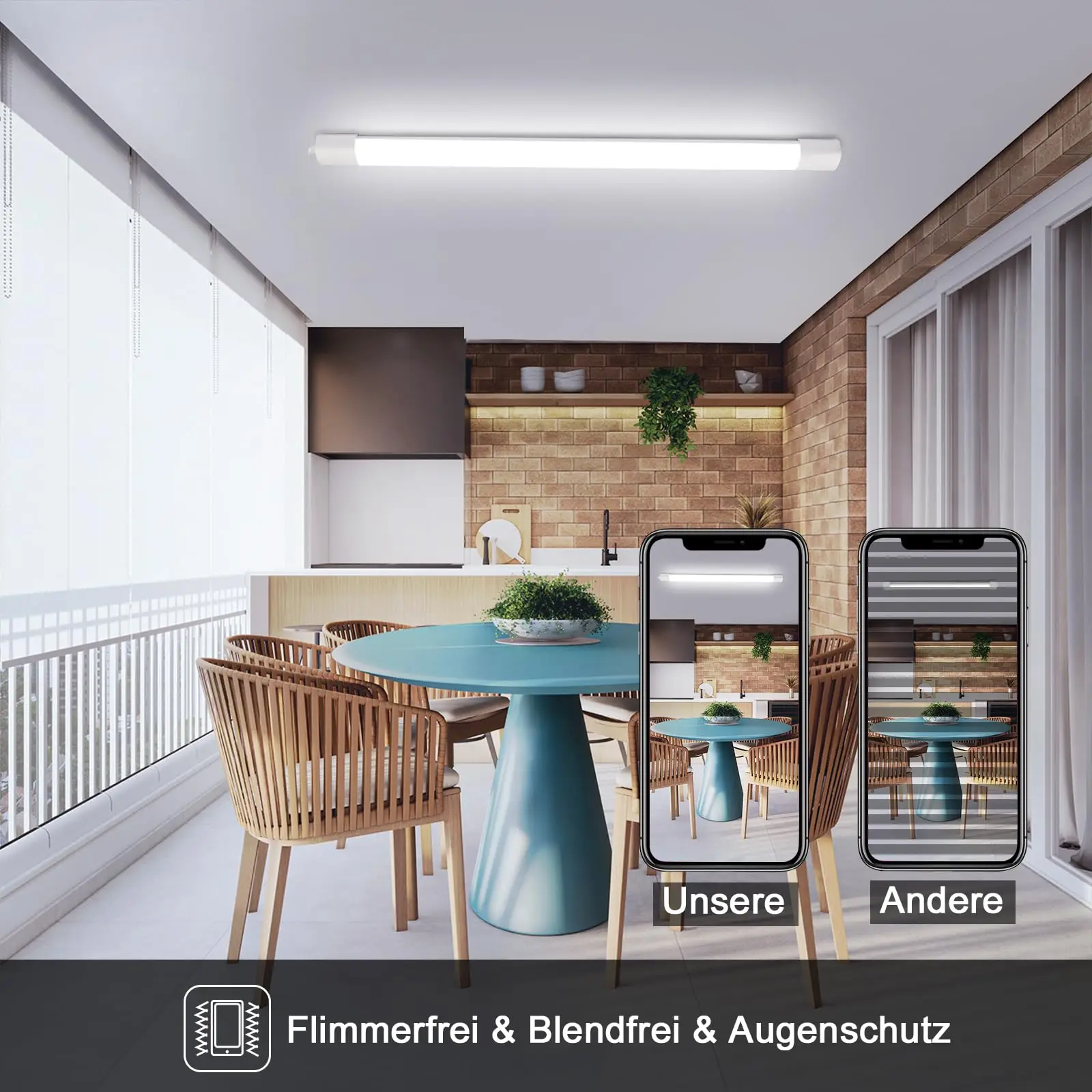 120 cm LED-Nassraumleuchte, 36 W, 4000 K Neutralweiß, IP65 wasserdichte Röhre für Garage, Keller, Werkstatt, Büro, Badezimmer – Detail 4