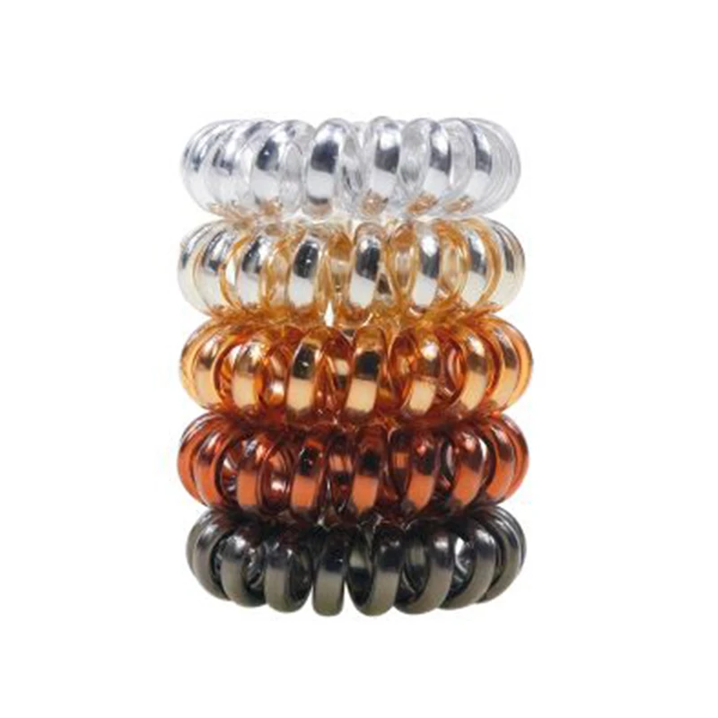 5Pcs Spiral Hair Ties Telephone Wire Elastic Hair Band Hair Ring No Crease Scrunchies For Women Girls Hair Accessories