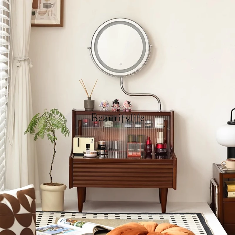 

Nordic retro bay window dresser bedroom solid wood makeup table
