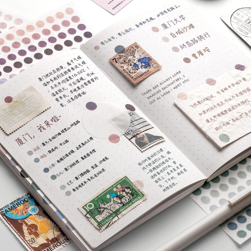 50Sheets Mini Morandi Color Dot Washi Paper Sticker Girl Scrapbook Journal Decoration Notebook Planner Calendar Marking Sticker