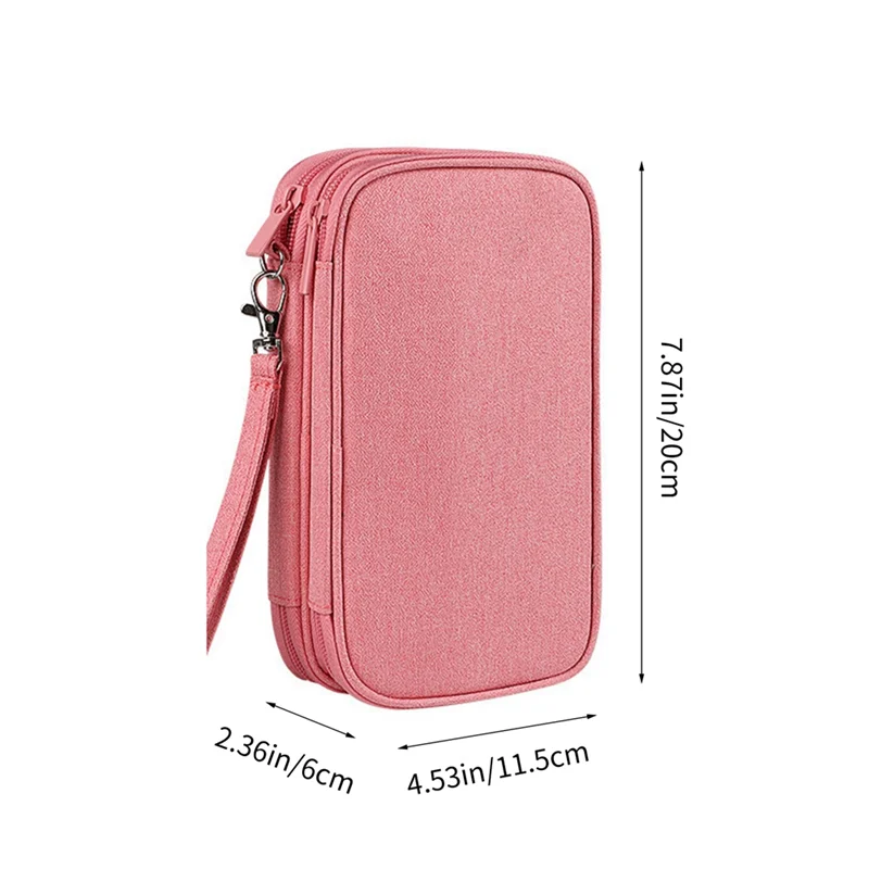 Многофункциональная двухслойная цифровая сумка USB-линия передачи данных, зарядное устройство, органайзер для путешествий, электронный органайзер, розовый
