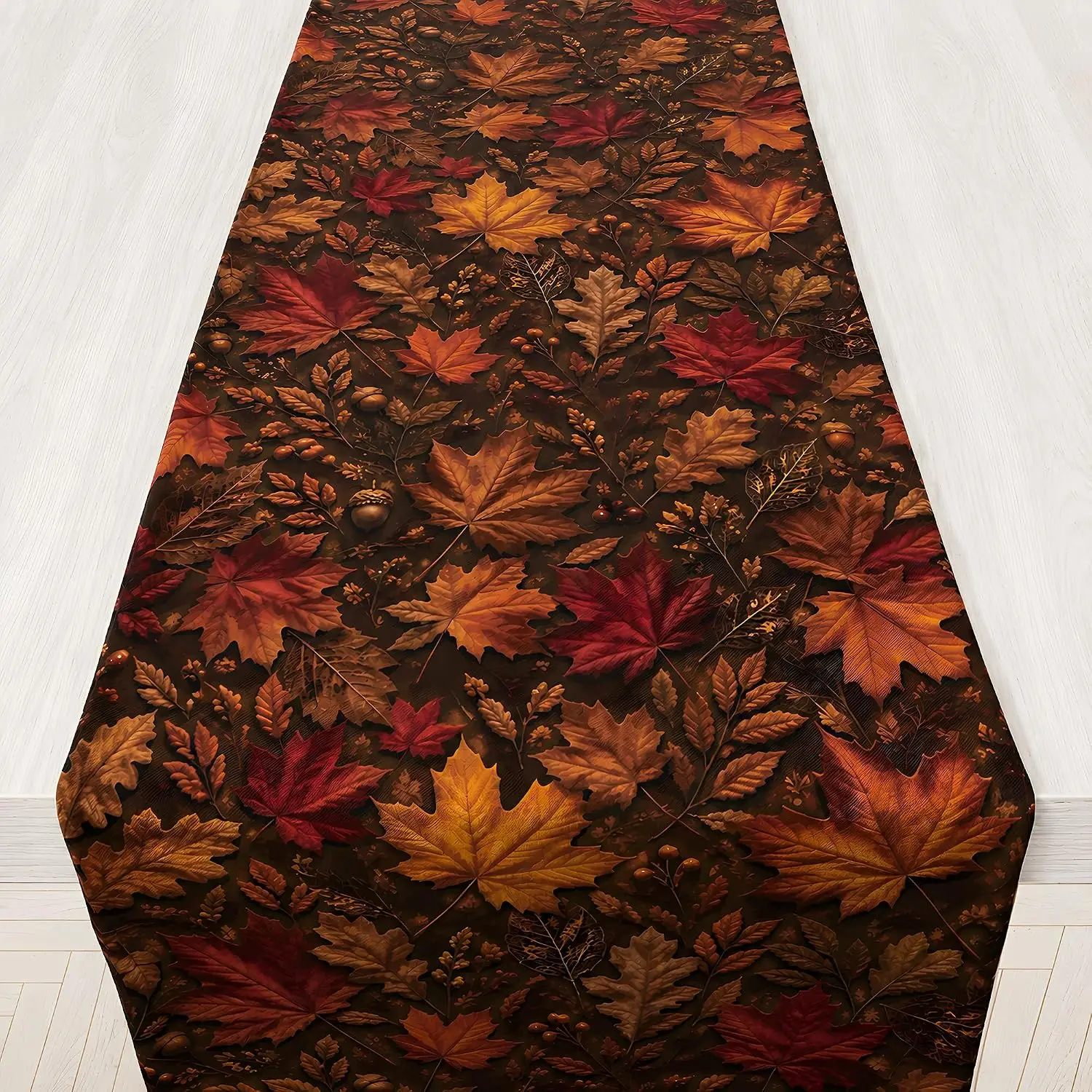 Fall Maple Leaf Table Runner, Autumn Thanksgiving Friendsgiving Party Supplies Accessories, Indoor Outdoor Home Decor