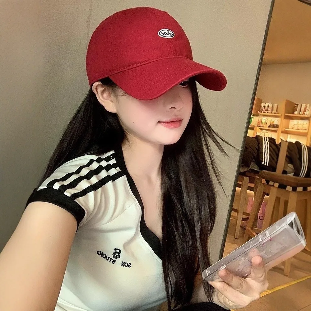 

Simple Korean Baseball Hat Embroidery Letter Peaked Cap Unisex Visor Snapback Cap Men Women