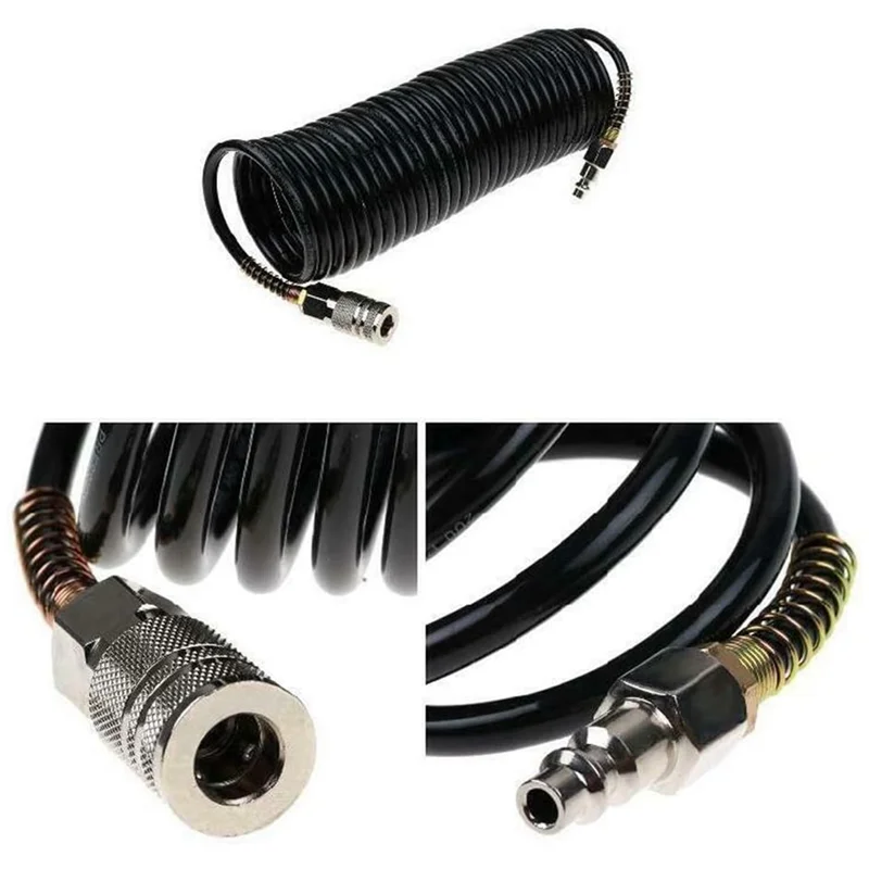 خرطوم هواء A64Z، خرطوم ضاغط هواء نكص من البولي إيثيلين بطول 25 قدمًا مع مقيد بيند، توصيل سريع من النحاس النقي الصلب 1/4 #5