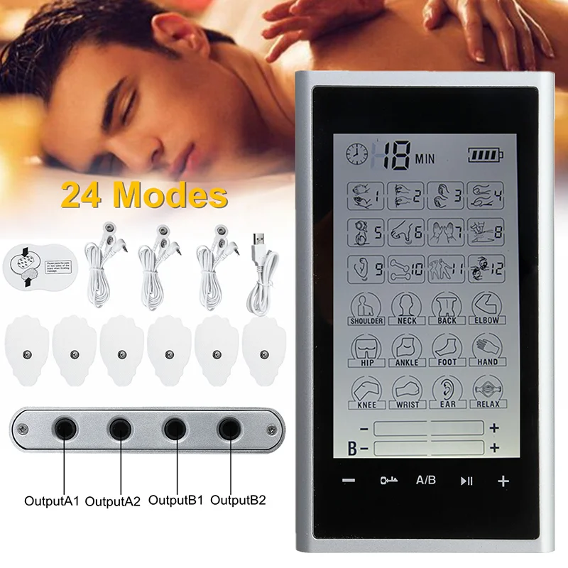 

EMS Electric Muscle Stimulator Therapy 24 Modes 4 Output Channel Tens Unit Machine Physiotherapy Slimming Pulse Body Massager Dr