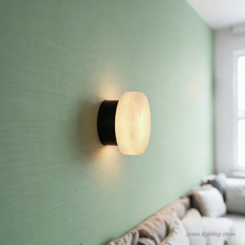 

Spanish Natural Marble Led Wall Lamp TV Background Wall Decor Lamp Light Luxury Creative Art Hotel Bedroom Bedside Lamp