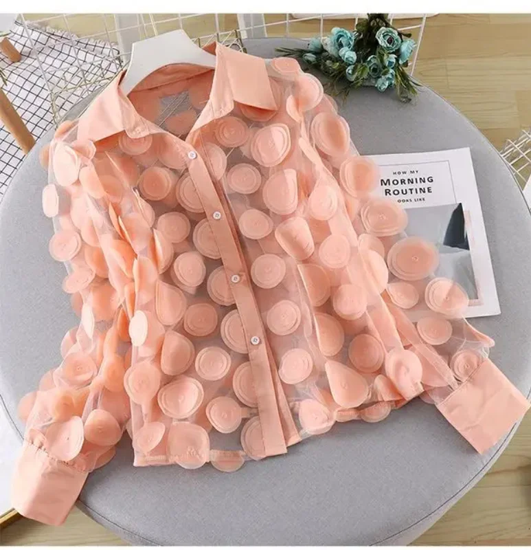 2024 Women Flare Sleeve V-Neck Basic Chiffon Ruffles Shirt Chic Lady Elastic Slim Cardigan Button Pleated Pullover Blouse Tops