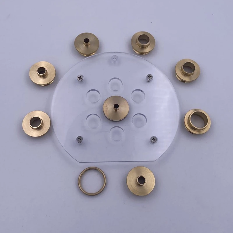 Set of Round Base Plate + 10PCS Brass Router Template Guide Bushings With Drilled Holes For Makita RP2301FC