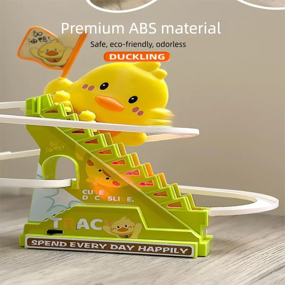 Electric Ducklings Climbing Stairs Toy Yellow 6PCS Ducks Little Duck Slide Toy with Intersting Song Visuals&crawling