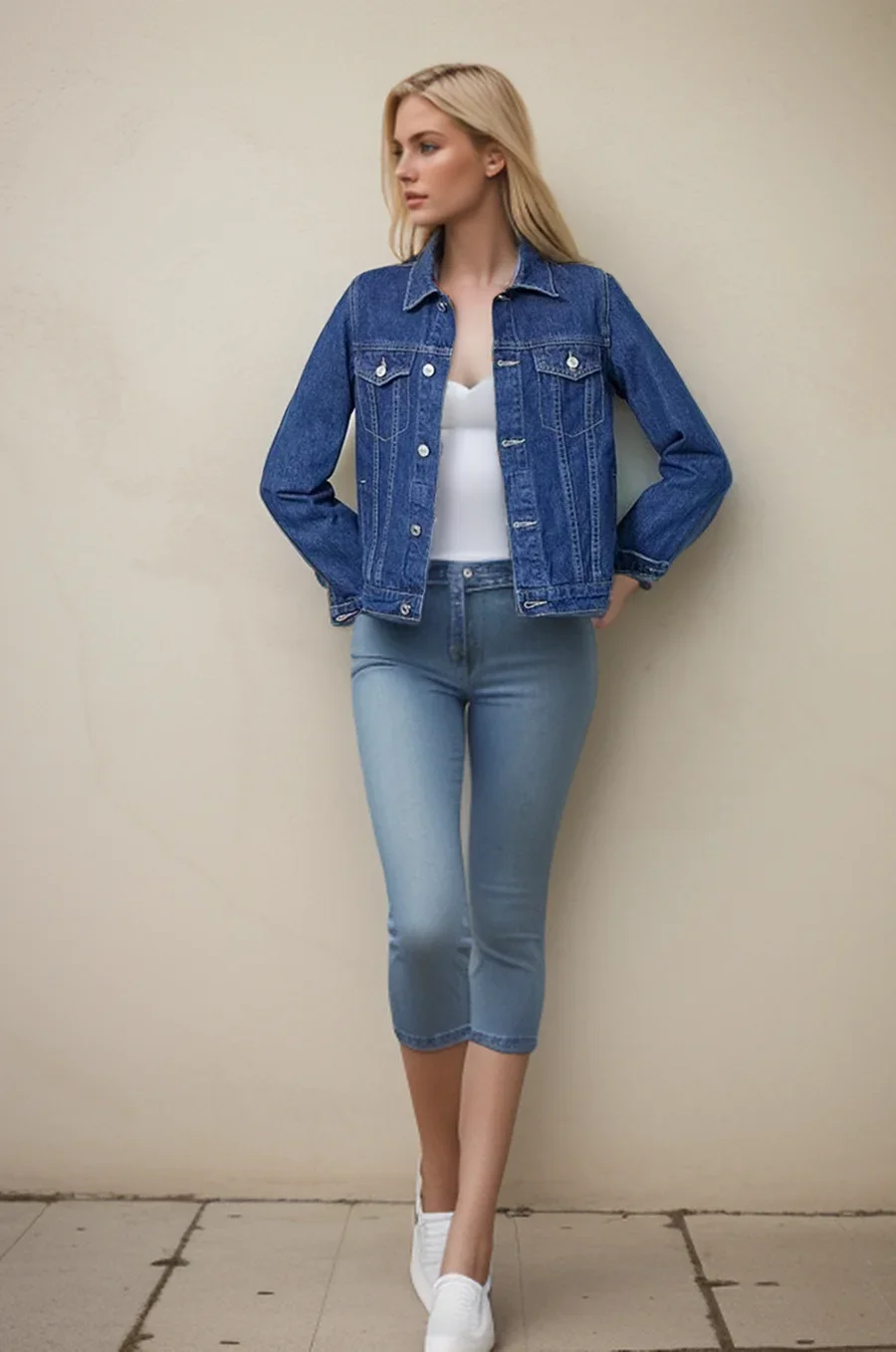 New Spring Summer Women Casual Button Front Flap Pocket Denim Jacket Metal Button Jean Outwear Coat Korean Style Slim Fit