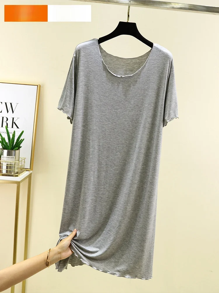 

Легкая модальная летняя легкая женская повседневная свободная длинная рубашка большого размера, уличная носимая домашняя одежда, ночная рубашка