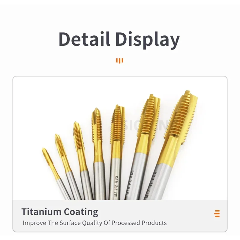 HSS Titanium Coating Screw Tap Drill Bit M2 M2.5 M3 M3.5 M4 M5 M6 M8 M10 M12 Metric Straight Flute Thread Tap Hand Tools