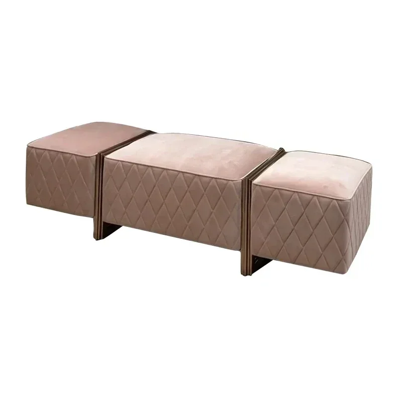 NNItalian Light Luxury Shoe Changing Stool Master Bedroom Bed Tail Stool Simple Living Room Velvet Sofa Pedal Cloakroom Long Sto