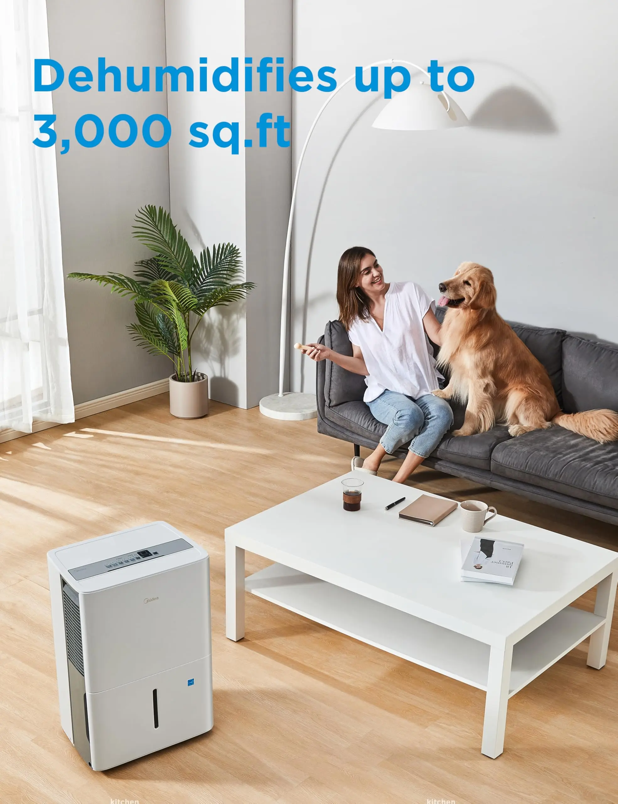 3,000 Sq. Ft. Energy Star Certified Dehumidifier with Reusable Air Filter 35 Pint - Ideal for Basements Large&Medium Sized Rooms