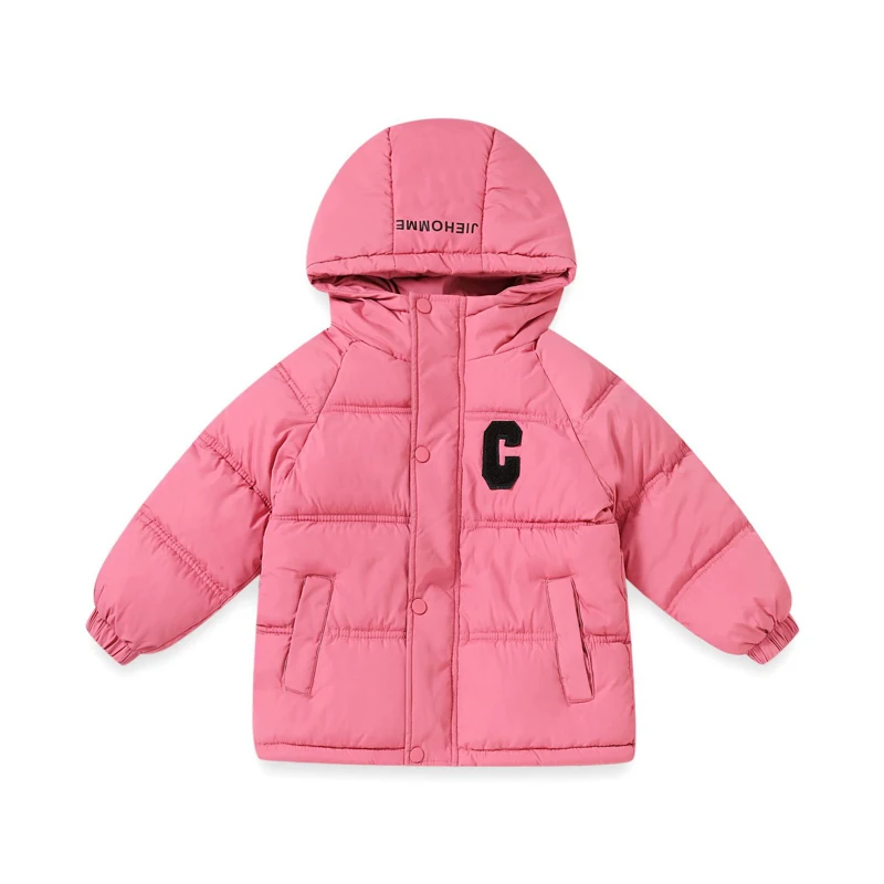 2024 Winter New Girls Jacket Solid Color Thicken Keep Warm Bread Jacket For 3-12Y Girls Stand Collar Leisure Down Cotton Outwear