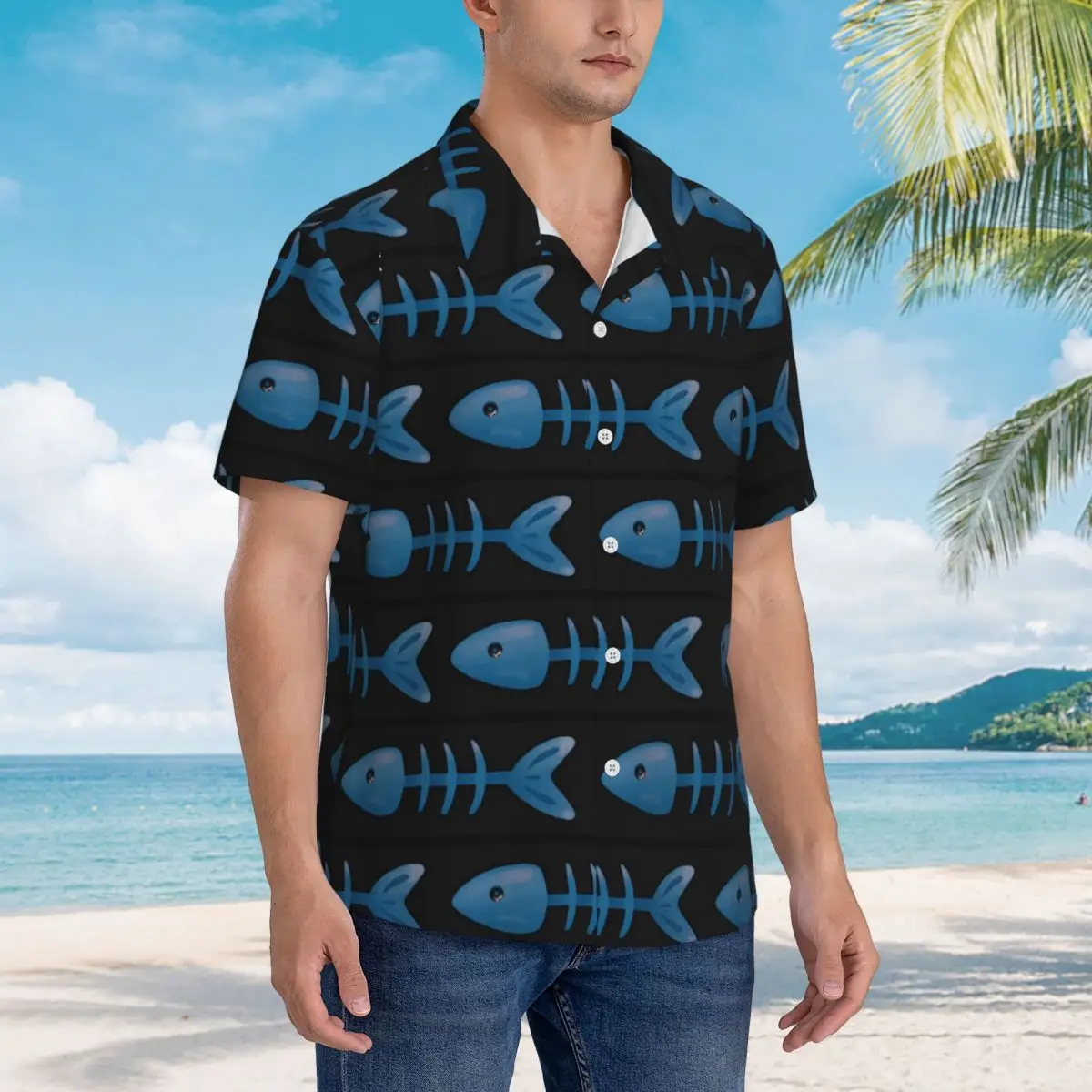 

Poor Fish Hawaiian Shirts Casual Men Short Sleeve Shirt for Summer Beach Men's Button Tops