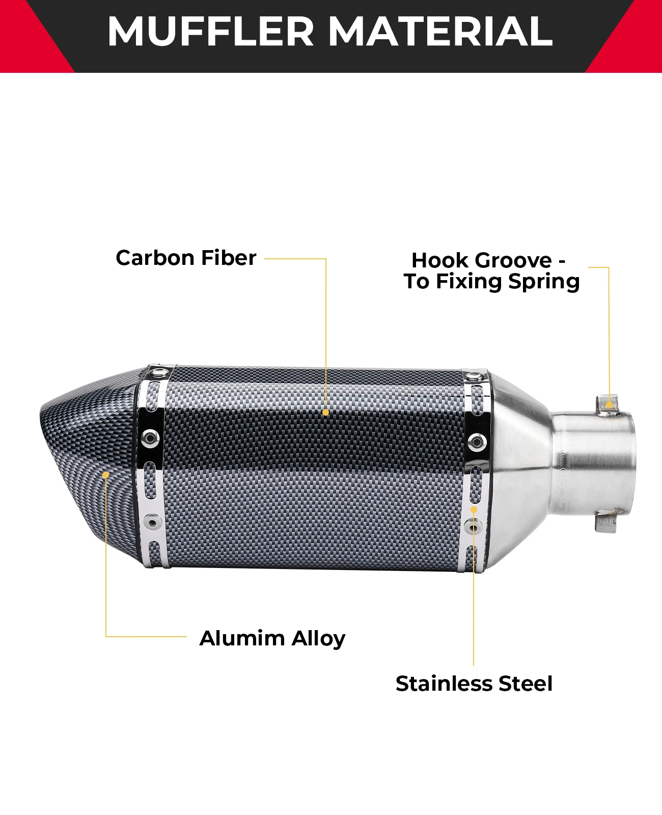 Universele 38-51mm Kaliber Motorfiets Uitlaten Pijp met Uitlaat 300MM DB Killer Uitlaatsystemen Koolstofvezel voor HONDA Moto Buis