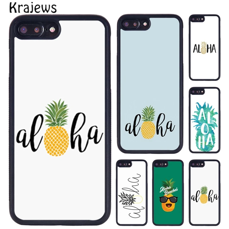 Krajews Pineapple Aloha Hawaii Rubber Phone Case For iPhone 16 15 14 XR XS 11 12 mini 13 Pro MAX Plus cover coque