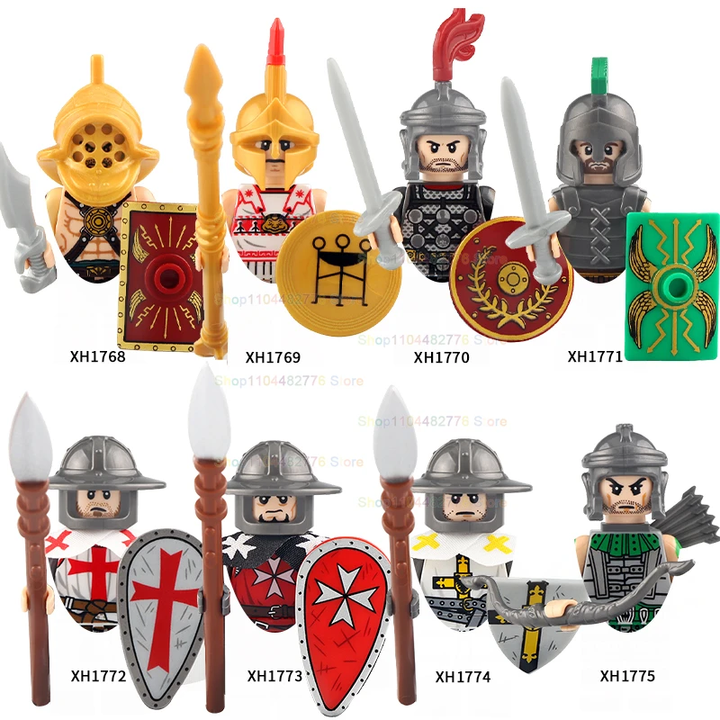 BR880 Knight Medieval Crusader Figure Holy Sepulchre Hospital Hammer Sword Shield Soldier Weapon accessories Building Block Toys - Image 6