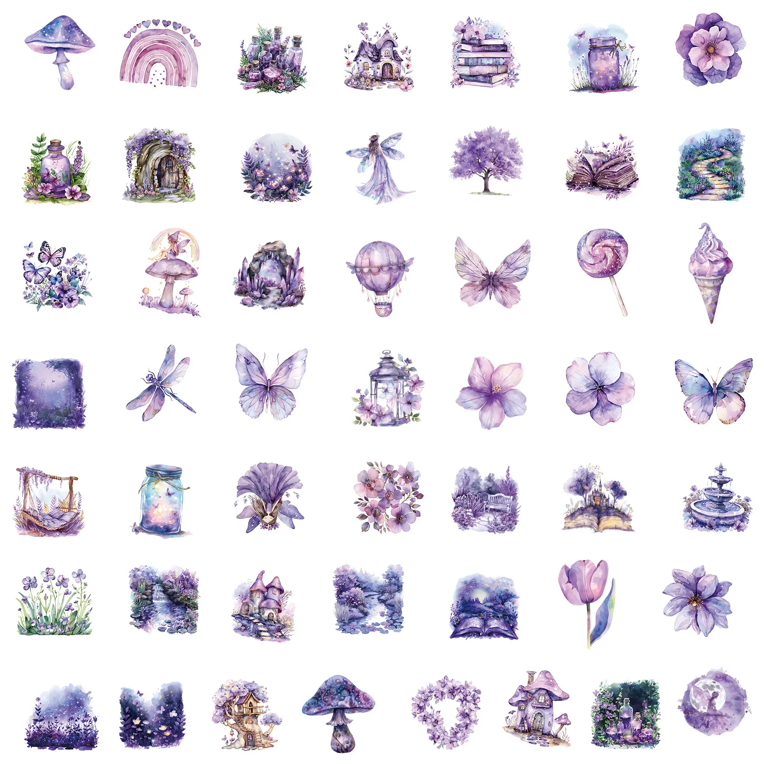 50/100 قطعة الأرجواني لطيف خرافة حديقة خربش ملصقات DIY بها بنفسك لعبة ل دفتر القصاصات صندوق أدوات مكتب الهاتف الشارات الإبداعية #3