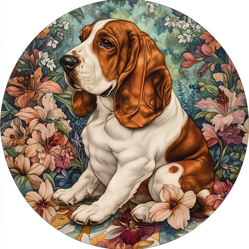 Basset Hound conmemorativo personalizable, impermeable y libre de óxido, adorno Circular de aluminio para mascotas, pintura para lápidas de recuerdo