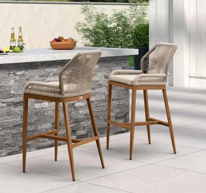 

Modern Outdoor Counter Height Bar Stools Chair Set Modern Patio Aluminium Stools