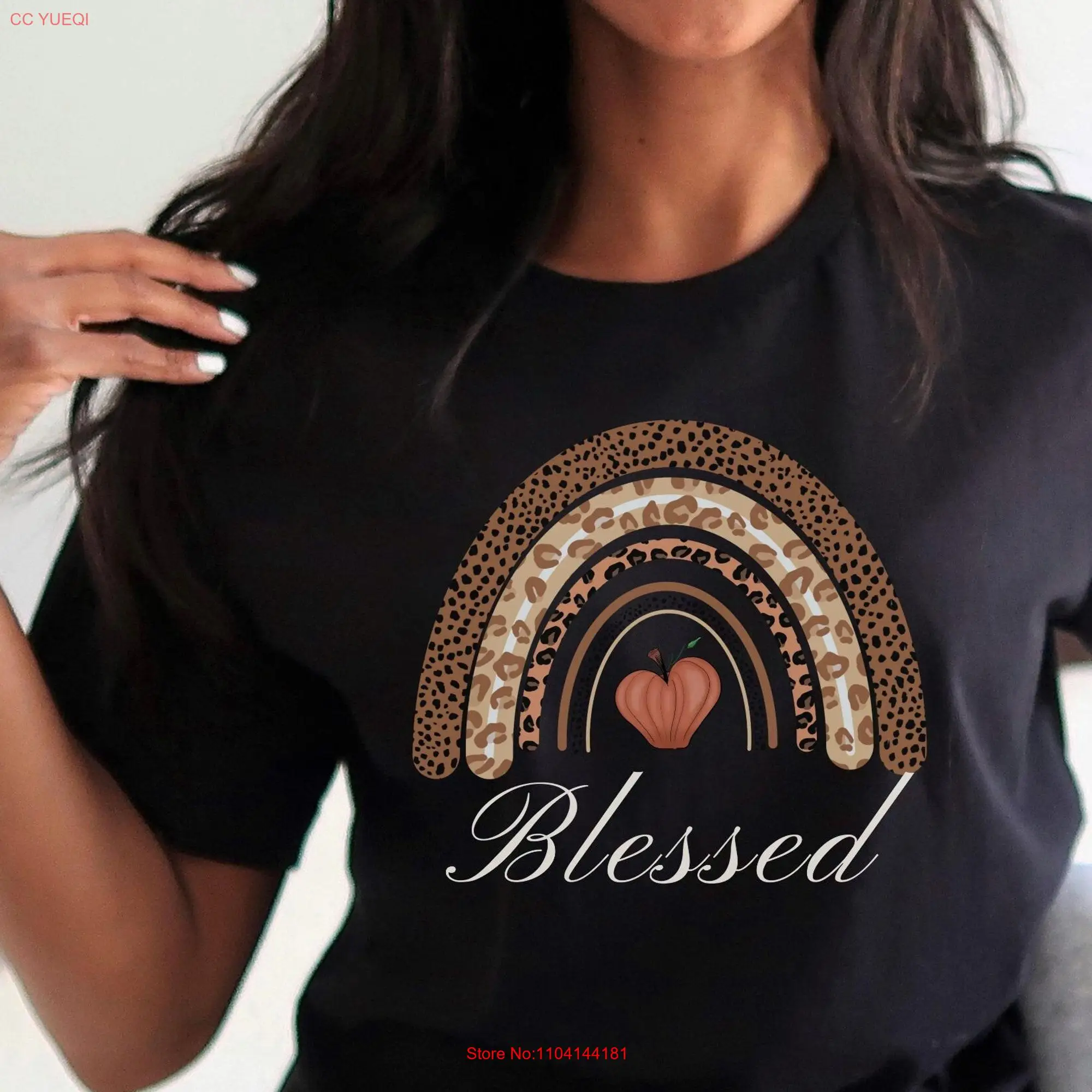 Blessed Rainbow T Shirt Christian Melanin Fall Thankful Grateful Thanksgiving long or short sleeves