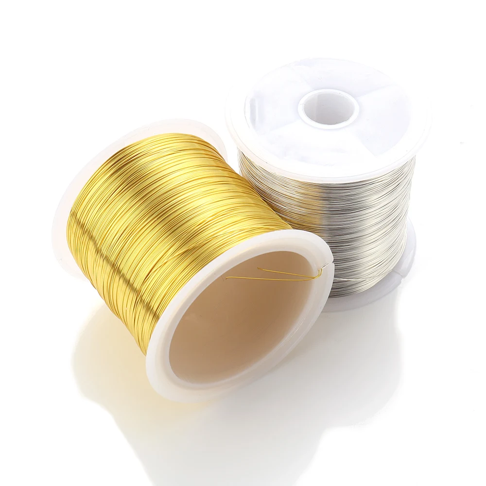 1 rollo de alambre de cobre de retención de Color para hacer pulseras y collares, hilo de abalorios de Color, joyería artesanal