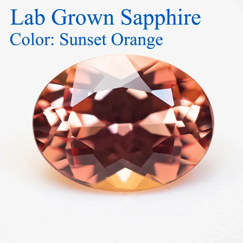 Top Lab Grown Sapphire Oval Shape Sunset Orange Color Charms Gemstones for Diy Jewelry Making Material Selectable AGL Certifica