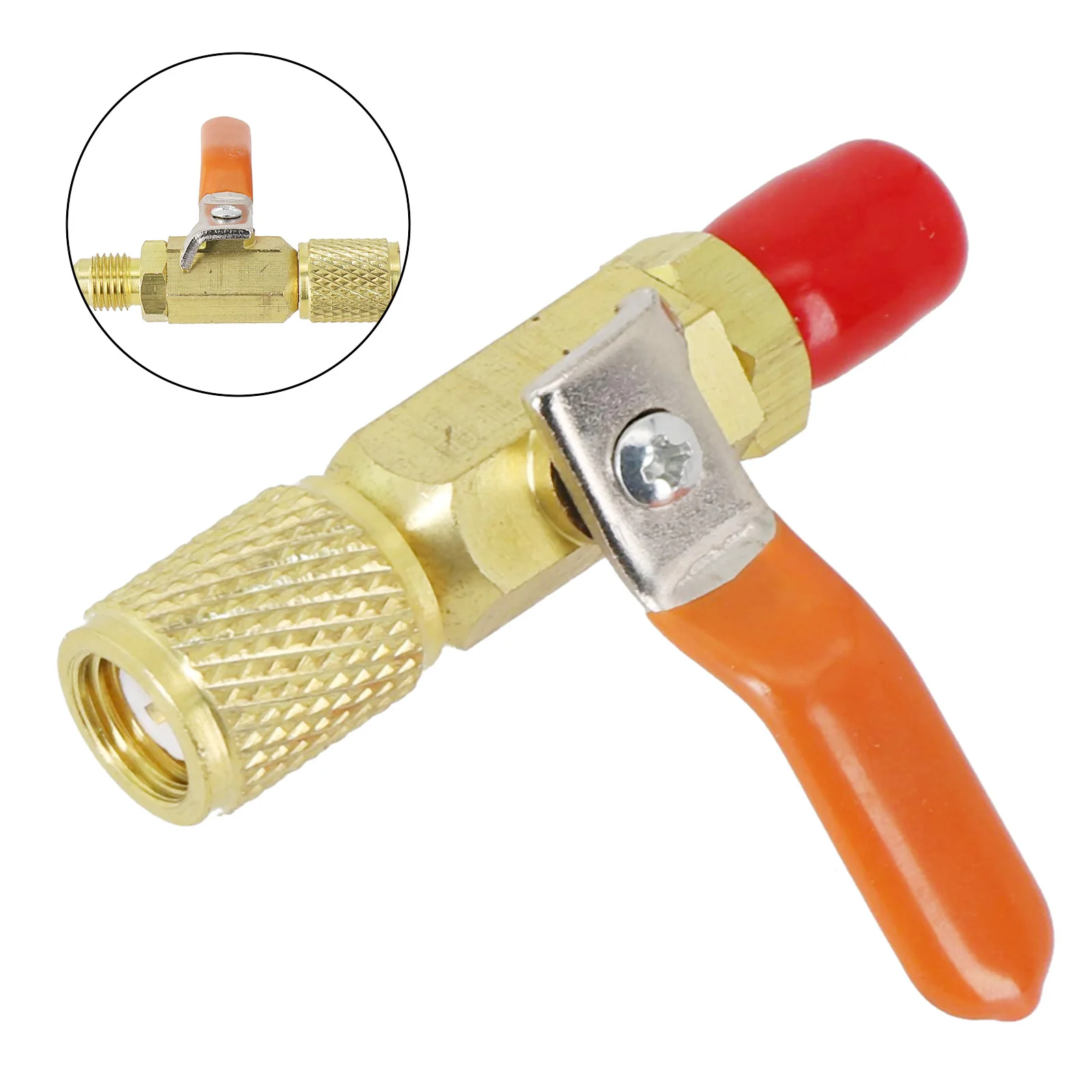 Refrigeration For Charging Hose Adapter with Straight Ball Valve for R410A and For R134A 1/4 Inch SAE HVAC Compatible
