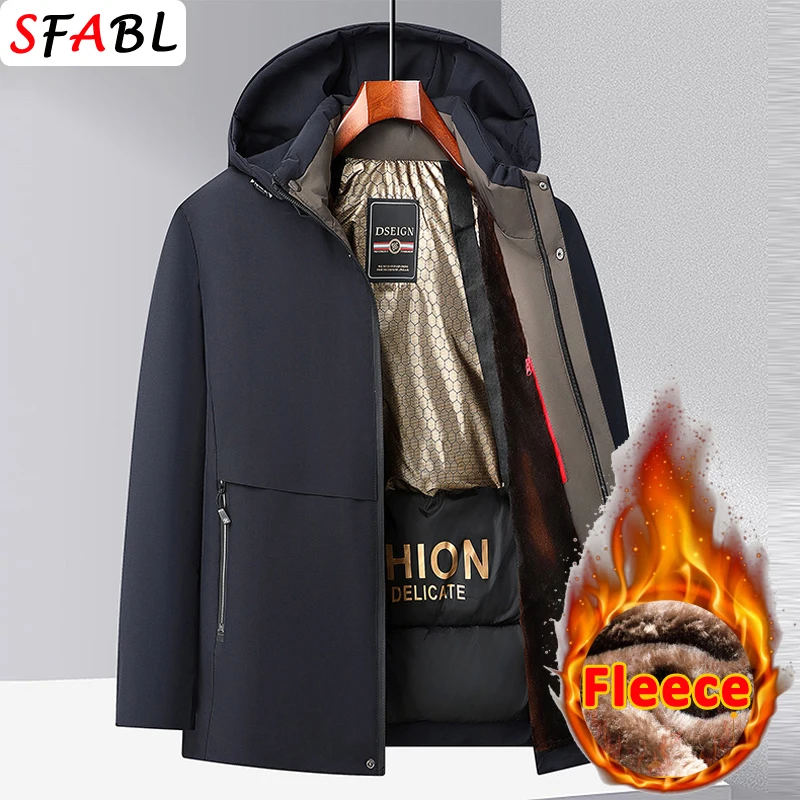سترة شتوية للرجال بقلنسوة حرارية سترات شتوية سميكة مبطنة مصدات الرياح الداخلية سترات شتوية للرجال معاطف شتوية ملابس خارجية للتزلج