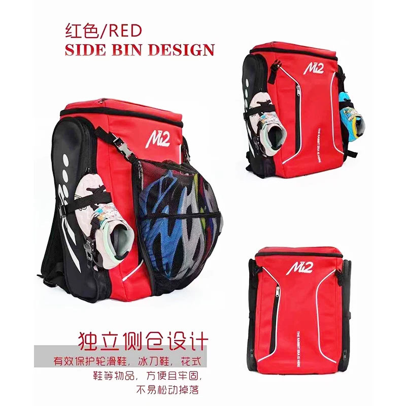 FT-Large Capacity Roller Skates Storage Bag for Children and Adults, Waterproof Handbag, Helmet, Speed Skating Shoes Backpack