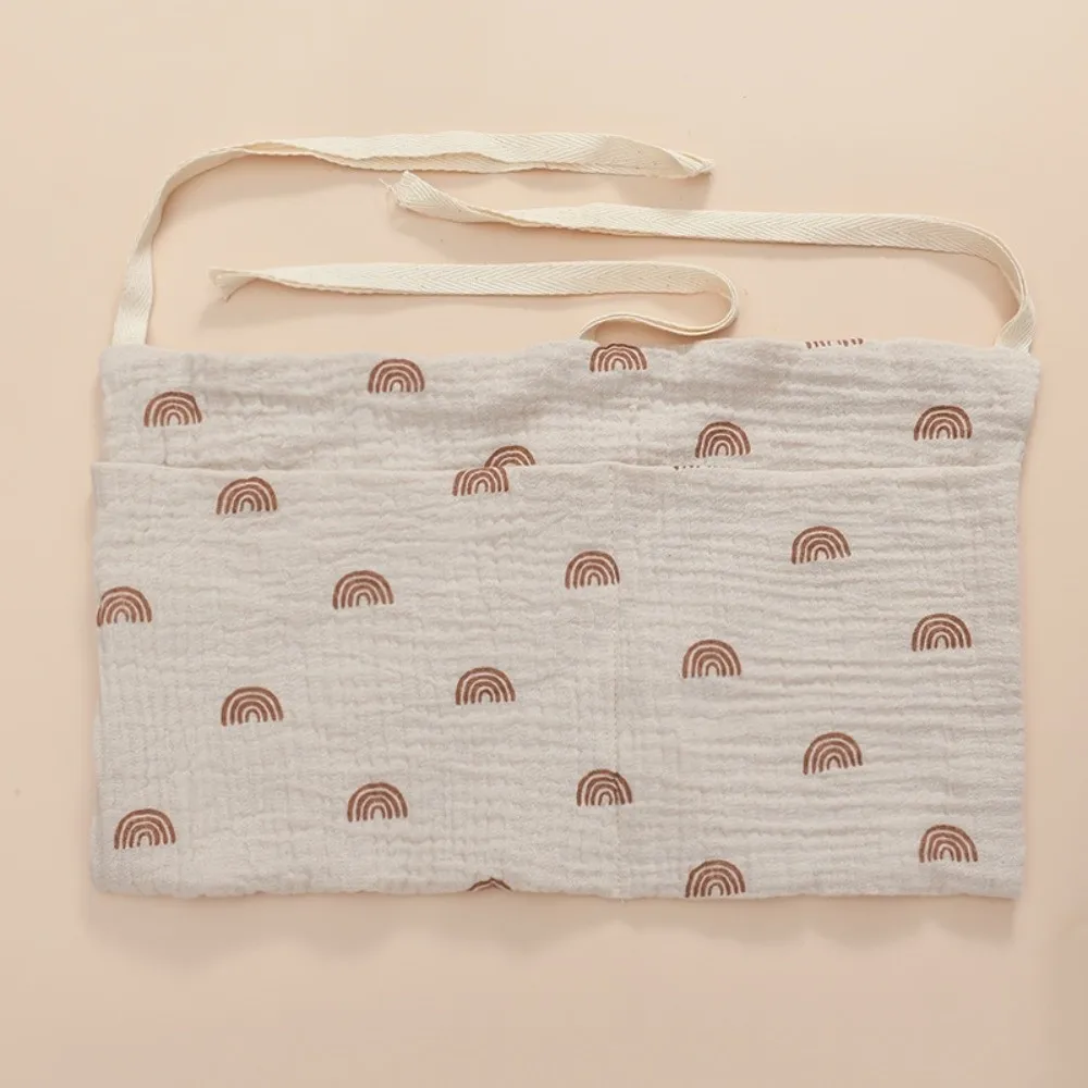 Double-Layer Children's Storage Bag Foldable Pure Cotton Baby Crib Hanging Bag Multifunctional Portable