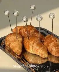 3pcs Stainless Steel Dessert Forks With Small Pearl Shell Fruit Salad Desserts Fork Set Tableware  Table Decortion