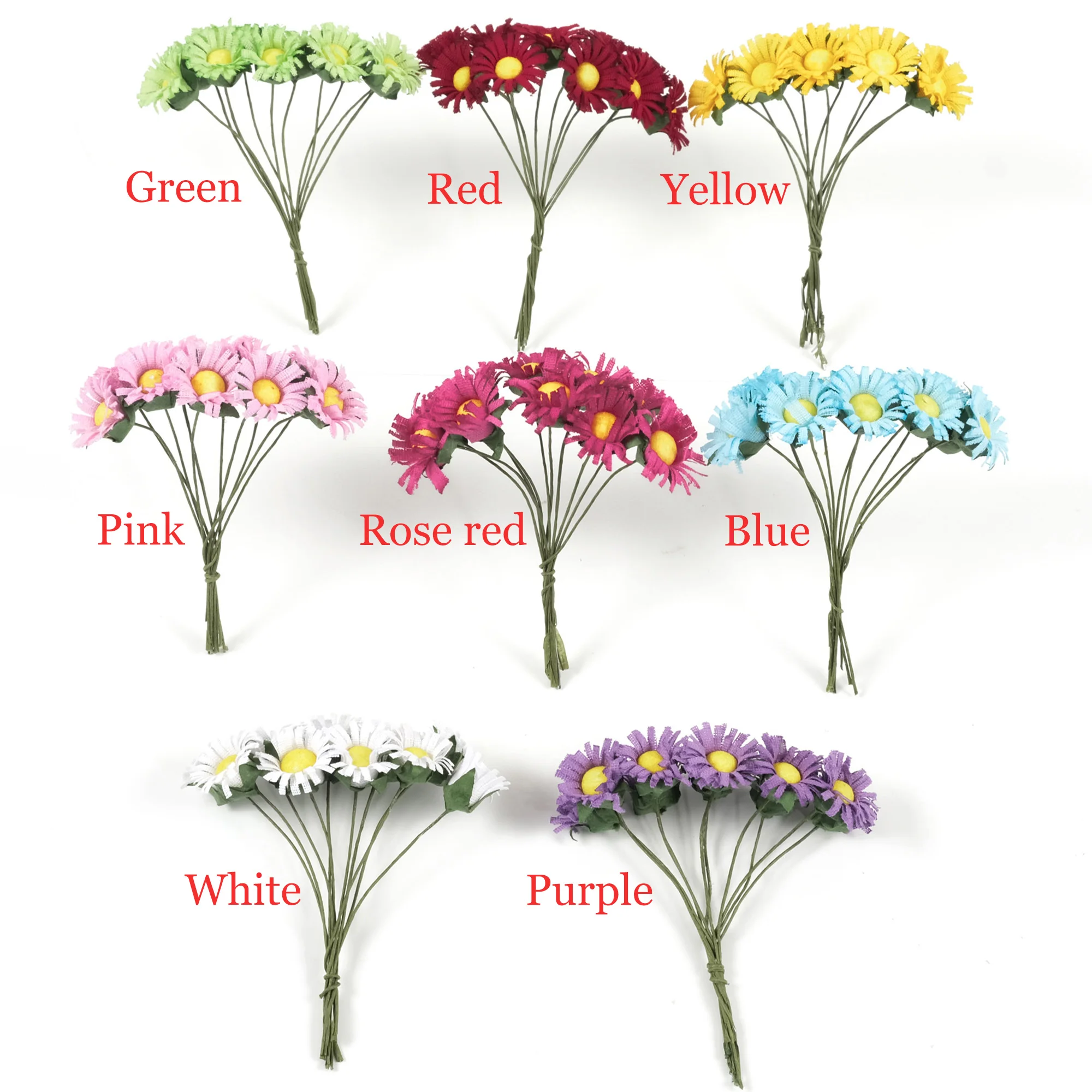 2/10Bundle Artificial Silk Flower Bundle Small Daisy Picks 8Colors Fake Flower Faux Flower For DIY Crafts Wreath Cards Decor