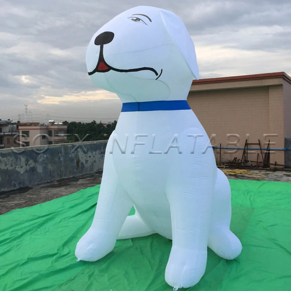 blower free shipping Lovely giant Oxford Inflatable white Advertising Dog 3/4/6/8mH White inflatable dog Decoration with