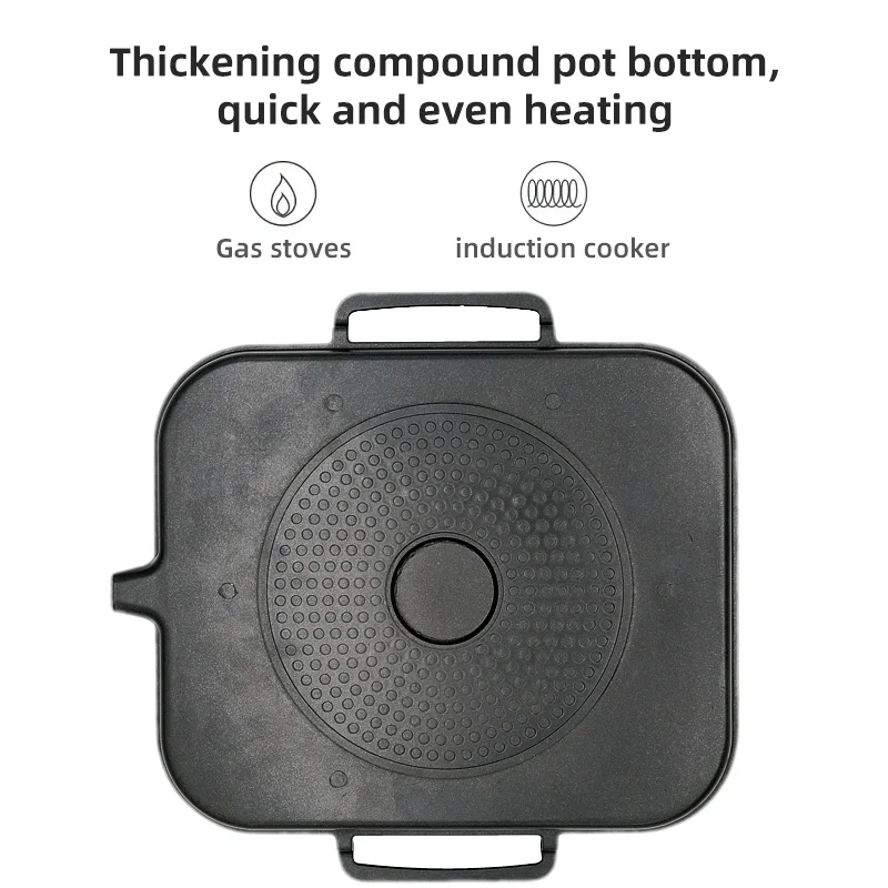 Korean Style BBQ Grill Pan With Maifan Coated Surface Non-Stick Smokeless Square Barbecue Plate For Indoor Outdoor Grilling