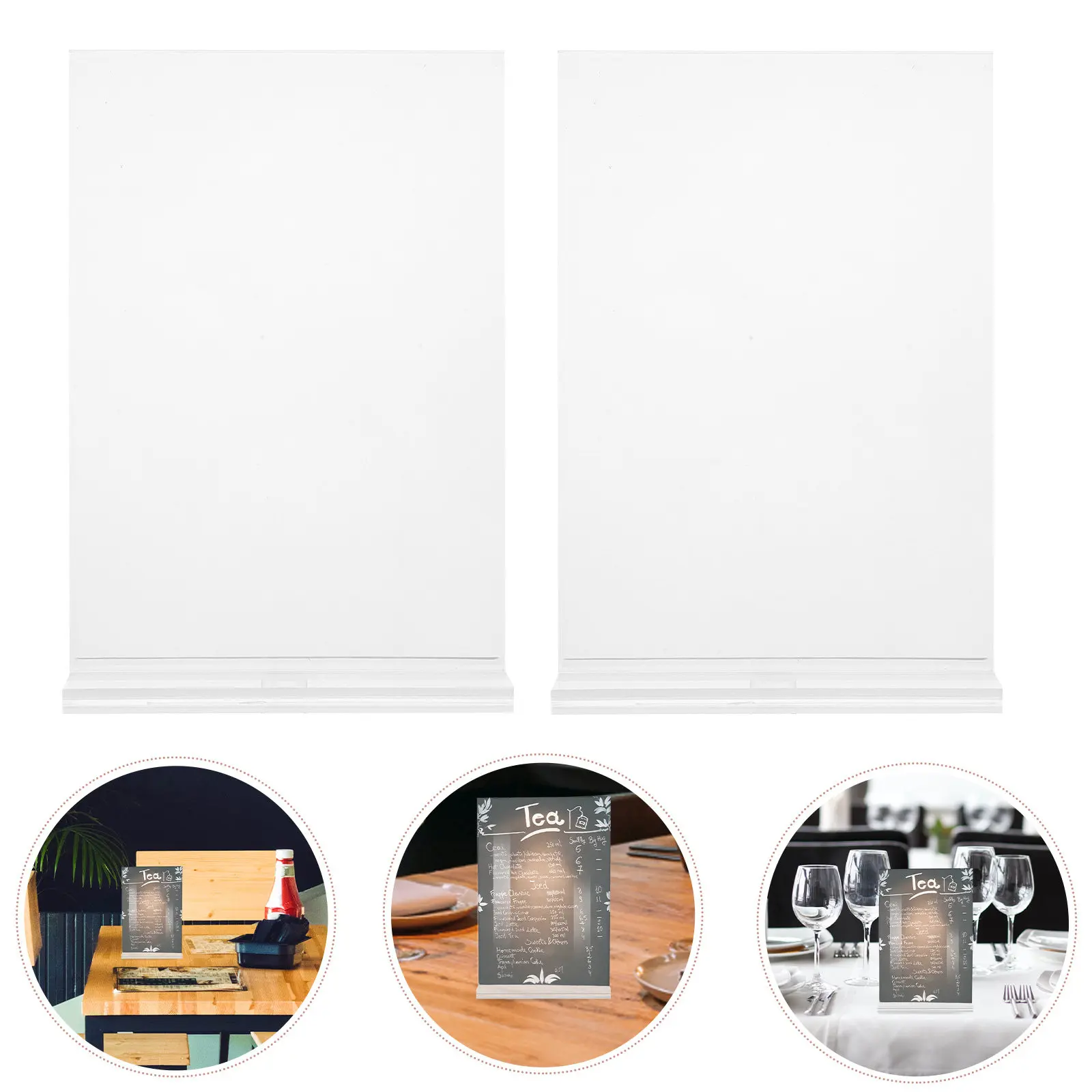 4Pcs Sleek Acrylic Table Sign Holder Clear Display Stand for Wedding Invitations Restaurant Menus Retail Tags Brochure Poster