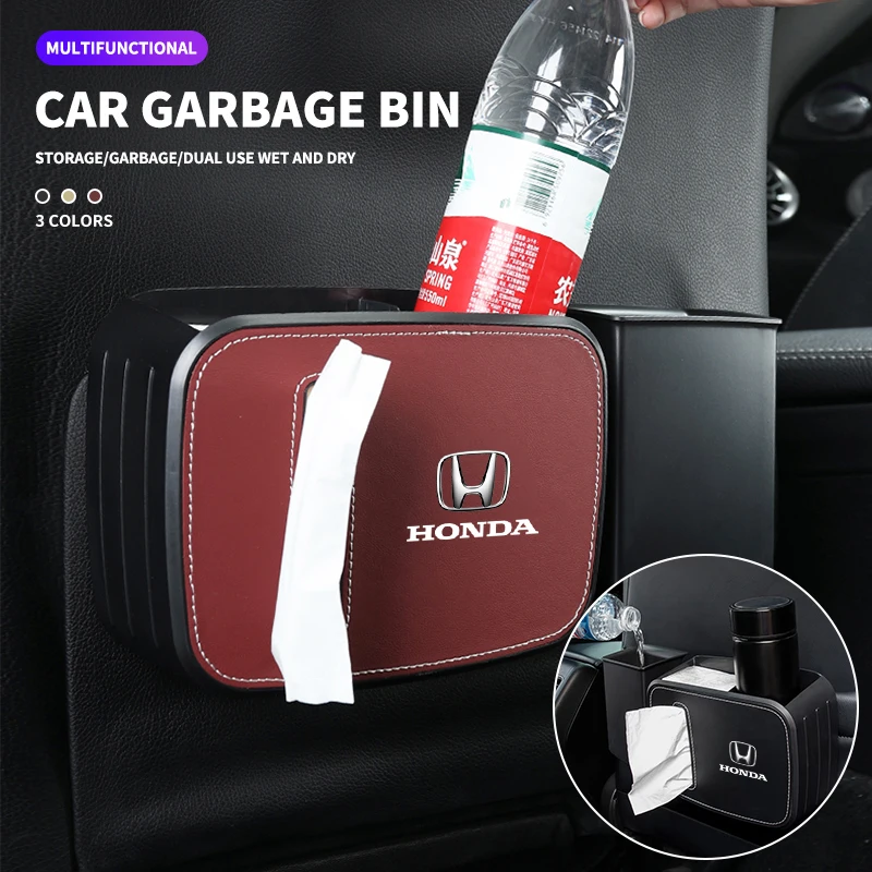 Car Seat Back Organizer Cup Holder Trash Can Storage Box Garbage Bag For Honda Civic Fit Jazz Accord CRV HRV City Odyssey