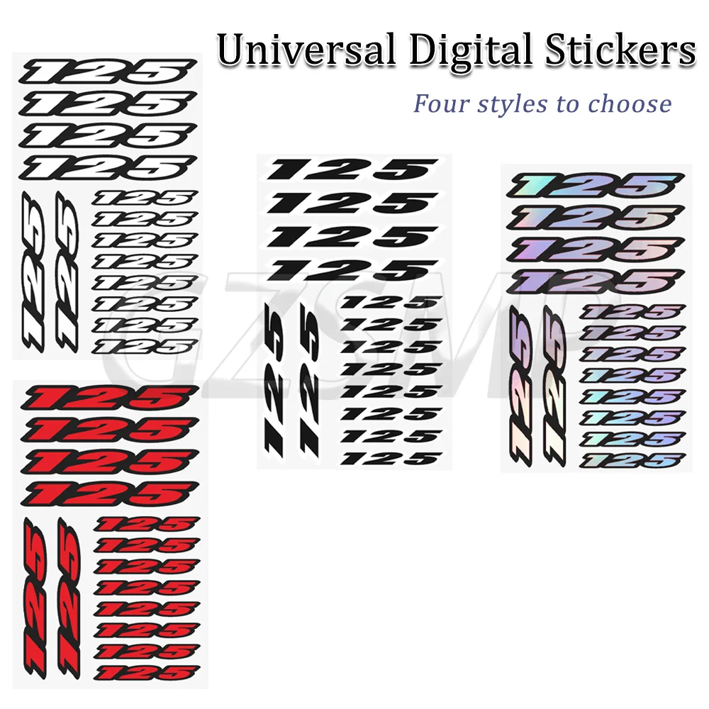 Number 125 Stickers Motorbike Deco Emblem Fuel Tank Body Helmet Decals Decoration Sticker For EXC XCW TC TE YZ MAX TTR 125 PCX