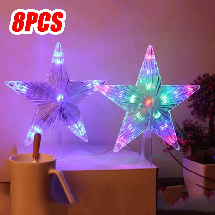 LED Pentagram Christmas Tree Top Lights New Year Decoration Garland Fairy Lights Party Wedding Christmas Decoration
