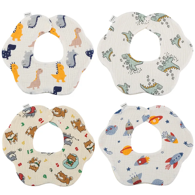 

Summer Soft Petal Infants Print Saliva Towel Cotton Gauze Baby Feeding Bibs Newborn Crepe Toddler Burp Cloth Kid Bibs