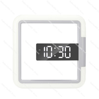 LED Mirror Hollow Square Wall Clock Multi-function RGB Home Creative Thermometer Digital Alarm Clock