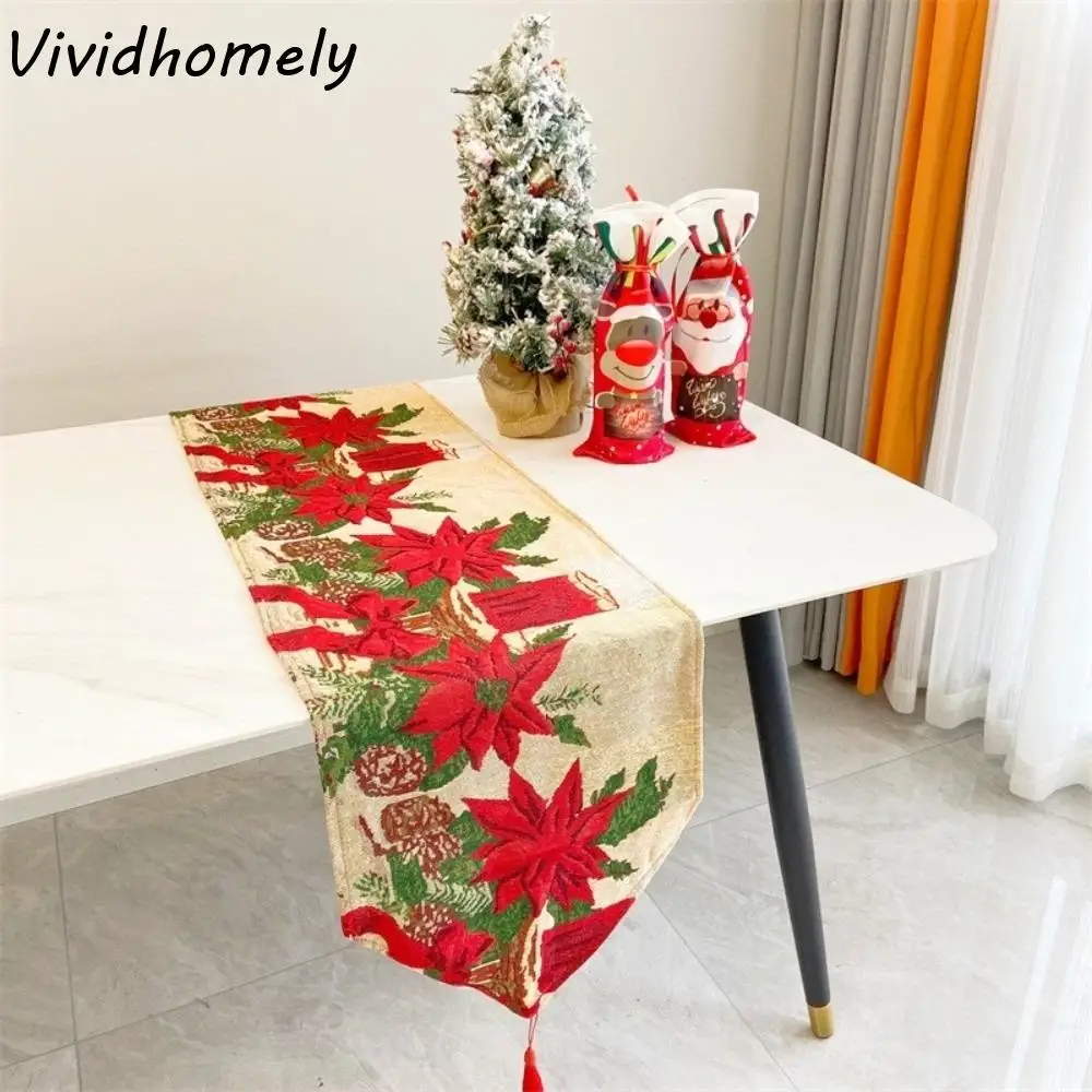 شرابة عيد الميلاد الجدول عداء مطبوعة مستطيل ثلج مفرش المائدة الجدول العلم محبوك القماش غطاء الطاولة مهرجان لوازم الحفلات #1