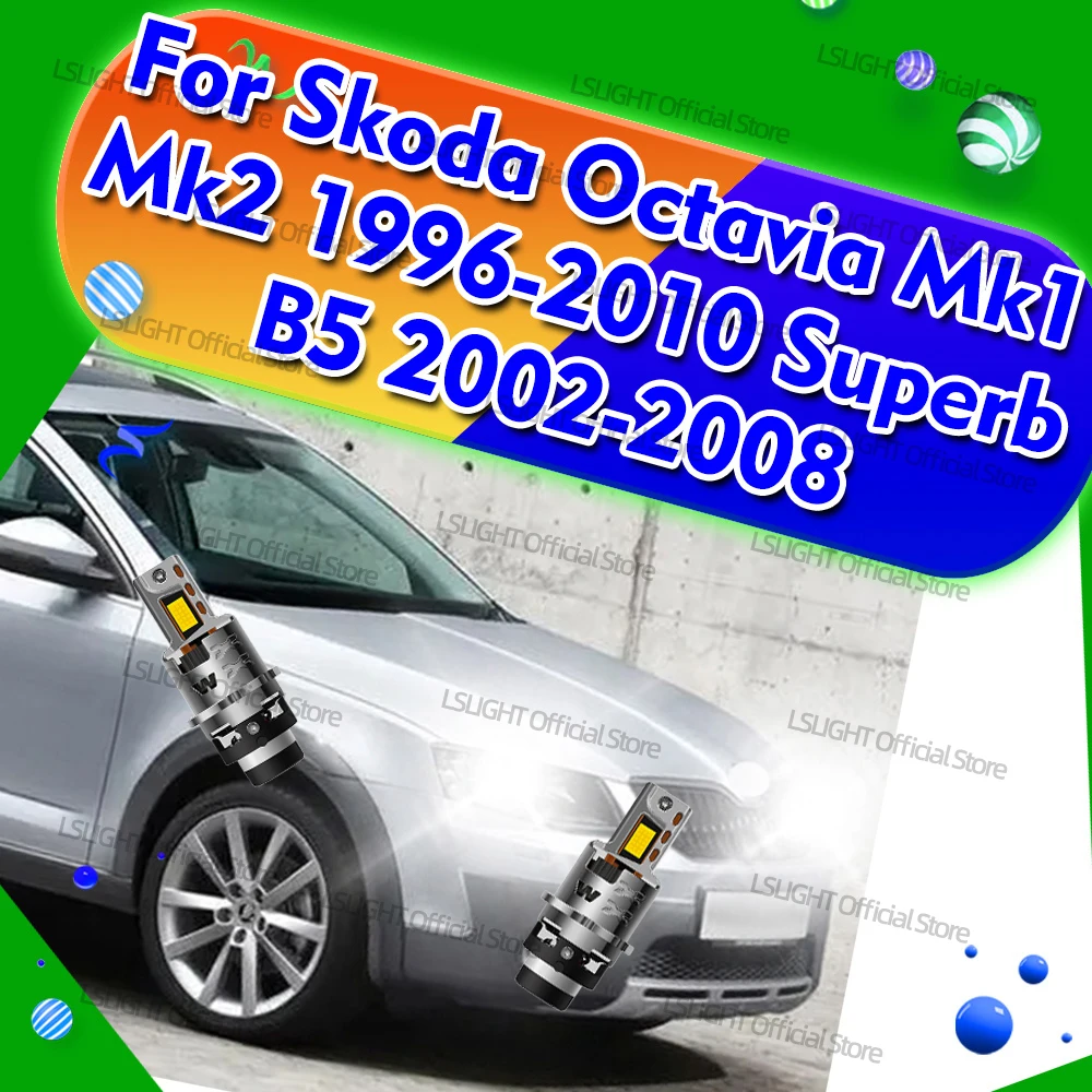 

2x 6000K Bright White LED Headlights 30000LM D2S D2R For Skoda Octavia Mk1 Mk2 1996-2010 Superb B5 2002-2008 2007 2006 2005 2004