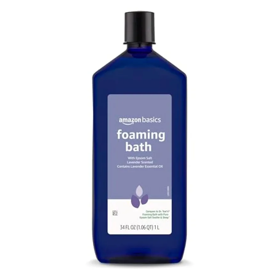 

Basics Lavender Scented Foaming Bath with Essential Oil and Epsom Salt, Soothing, uid