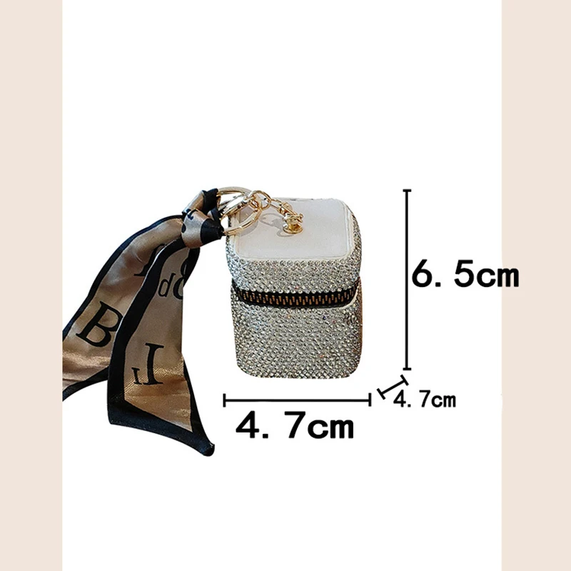 Sommer Mini Kopfhörer Tasche Anhänger Frauen Exquisite Diamant Verkrustete Lippenstift Kleine Tasche Nette Funkelnden Geldbörse Schlüsselbund Geschenk